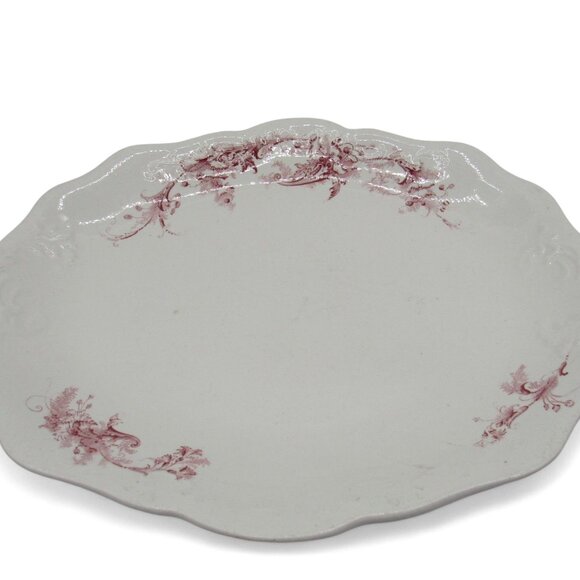 Rare SAMUEL FORD And Co England Eltham Red Porcelain Platter Vintage 16" - Picture 4 of 11